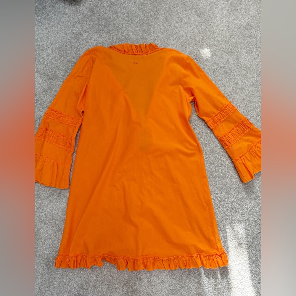 Anya Hindmarch - Orange Ruffled Beach Coverup Dress - 100% Cotton - size Large - Picture 15 of 16